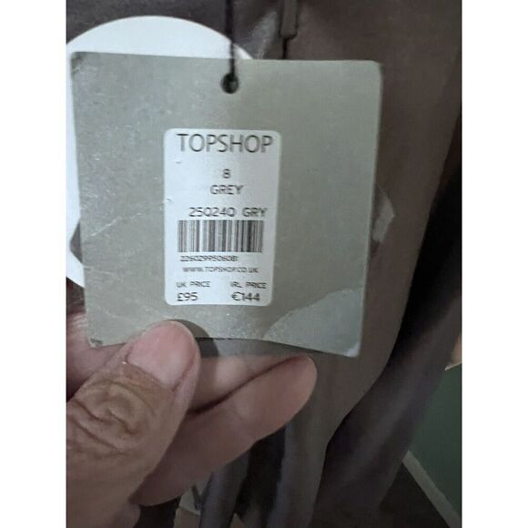 TopShop Womens Size 8 Swing Skirt Tank Dress Shimmery Gray Bra Style Bodice NWT - Picture 6 of 8